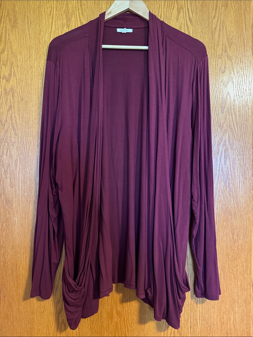 Maurice’s Women’s Draped Open-Front Cardigan - Burgundy